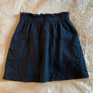 Navy Blue Linen Skirt